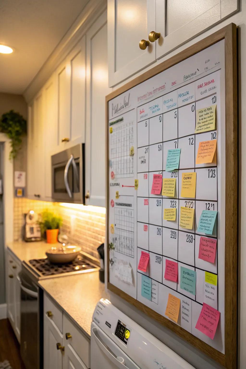 Keep organized with a calendar integrated into your bulletin board.