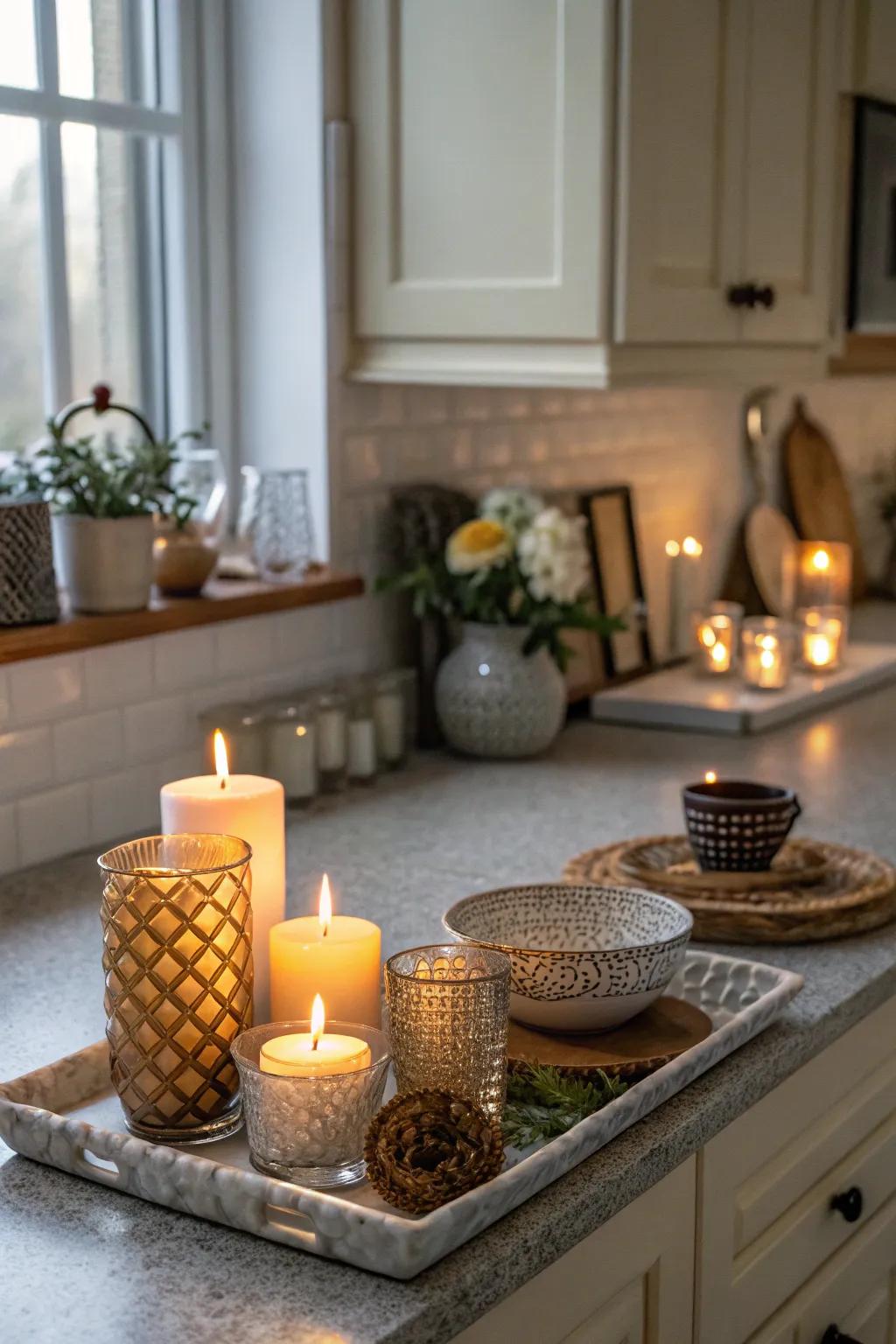 Illuminaries evoke warmth and intimacy within your kitchen arrangement.