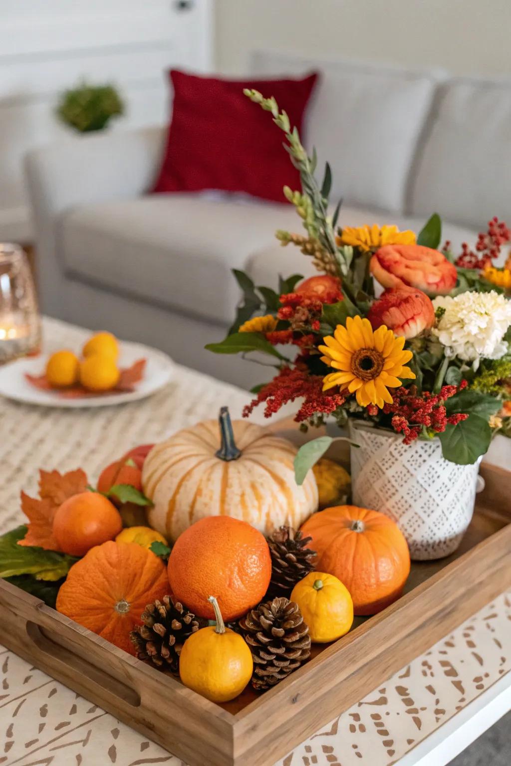 A striking table centerpiece that captures the essence of fall.