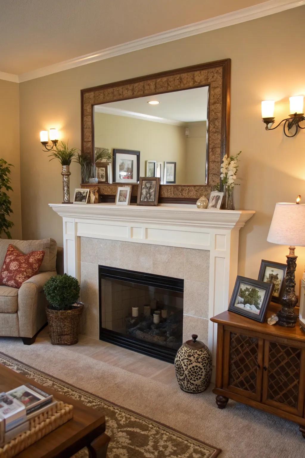 Personalize your mantel space with charming decor.