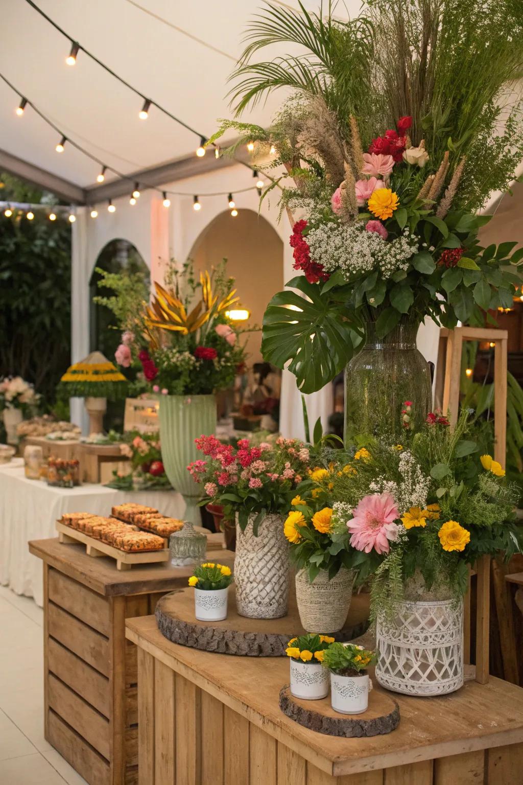 Natural components, such as fresh flowers, breathe vitality into any gathering.