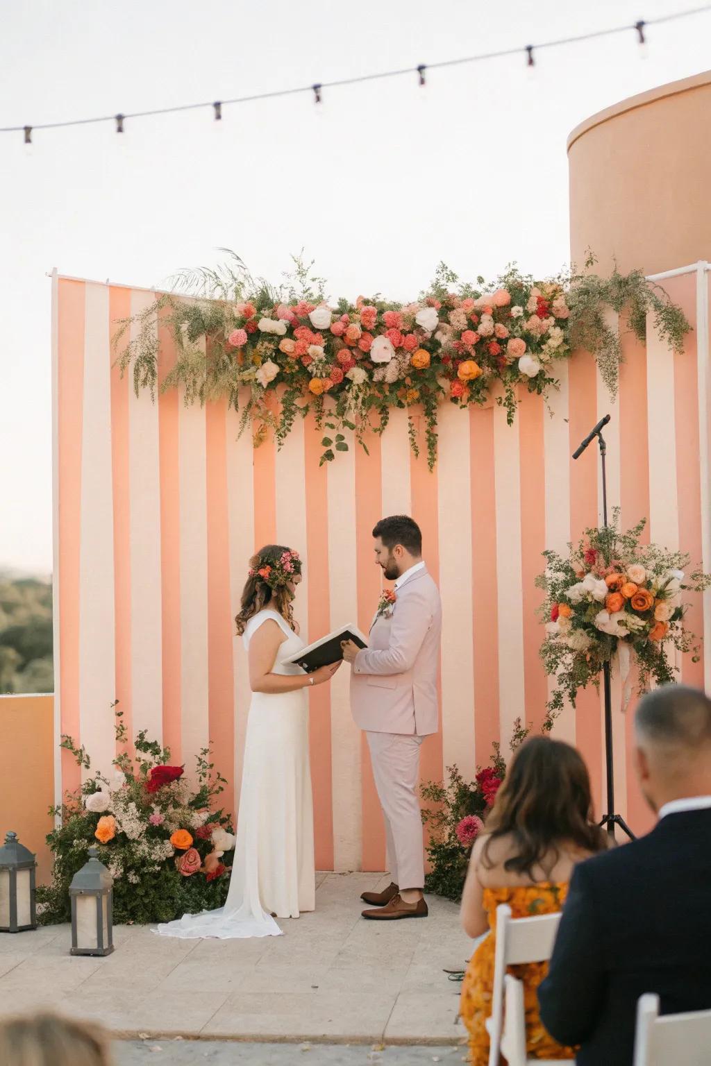 Striking peach screen that elevates your ceremony ambiance.