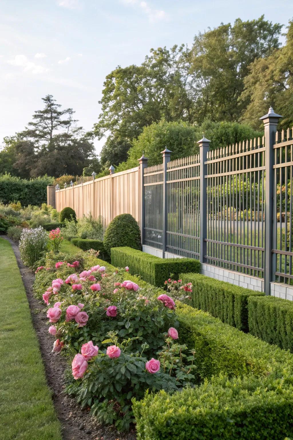 A secure fenced area ensures pets can roam the garden safely.