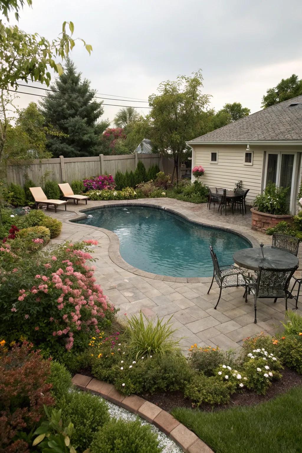 Unique pool shapes can maximize space and add visual interest.