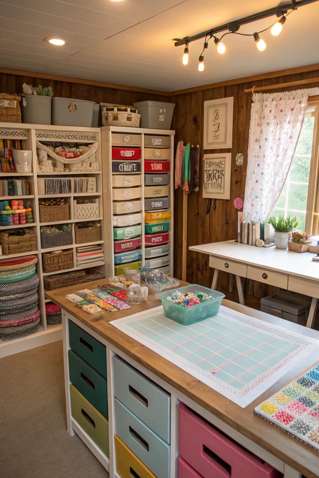 A crafting area designed for creative ventures.