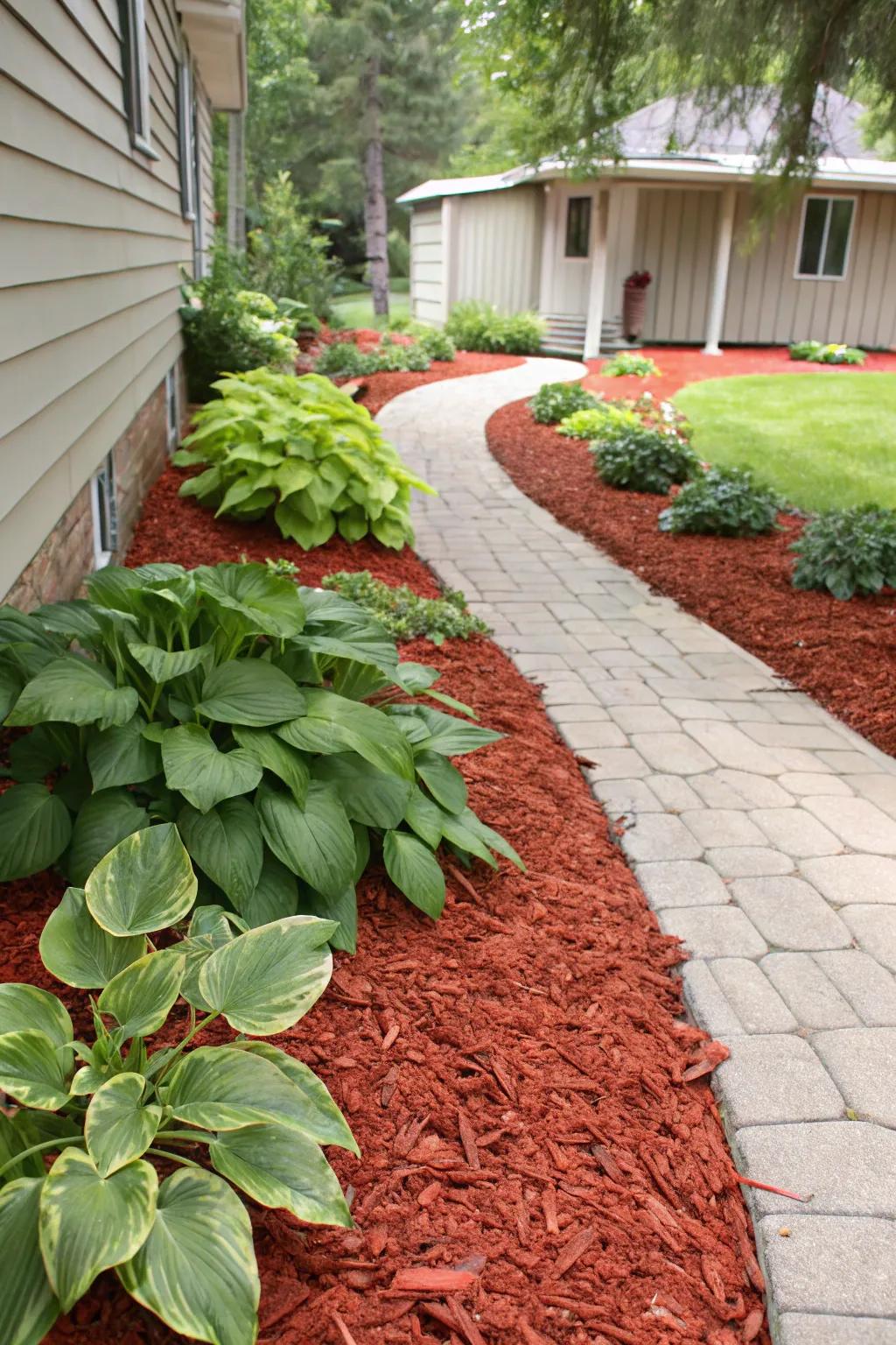 Mulch adds color and neatness while keeping weeds under control.