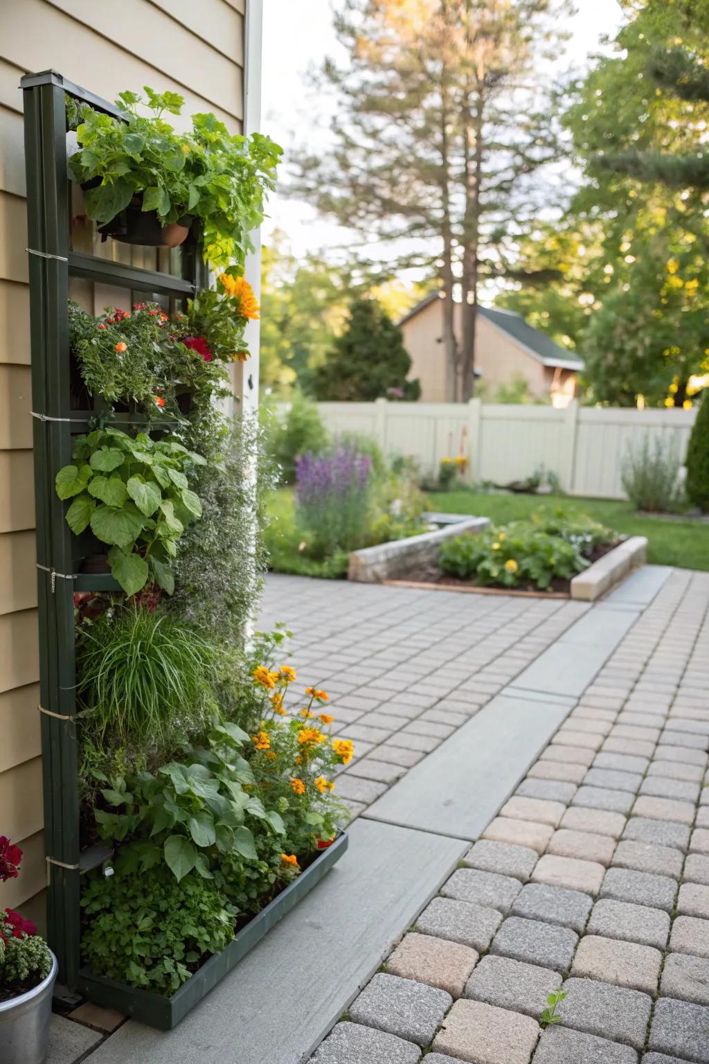 A lush vertical garden that amplifies patio space.