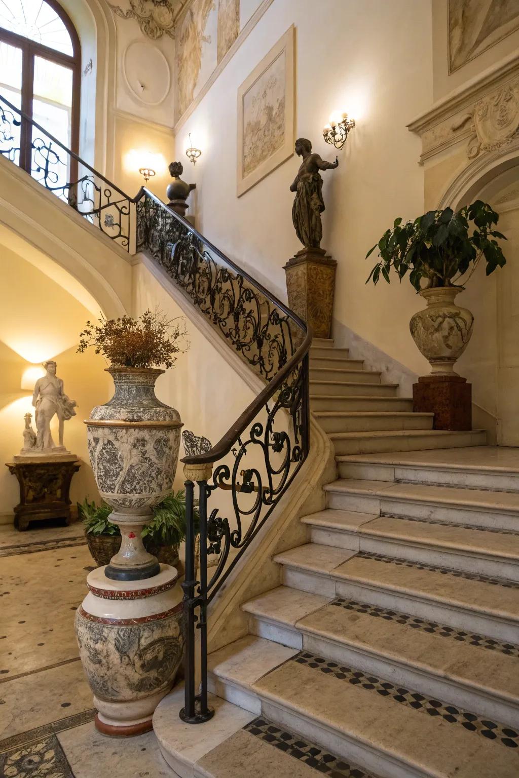 Showcase your style with decorative objects on your staircase.