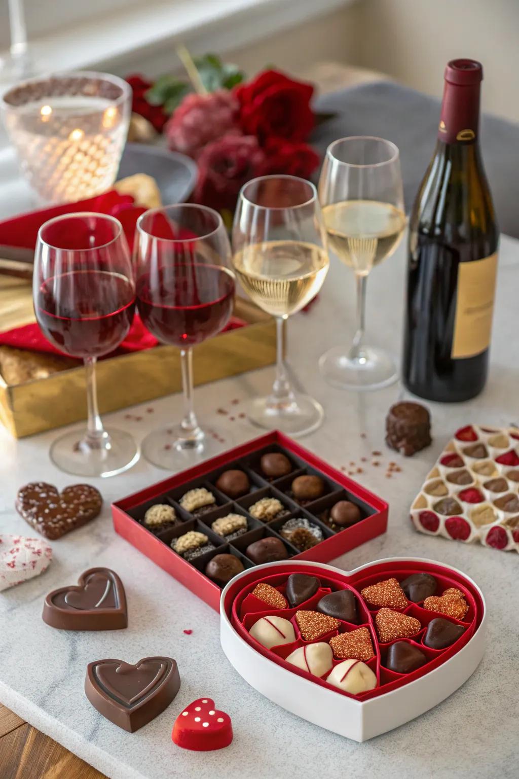 Indulge in the opulent flavors of wine and chocolate.