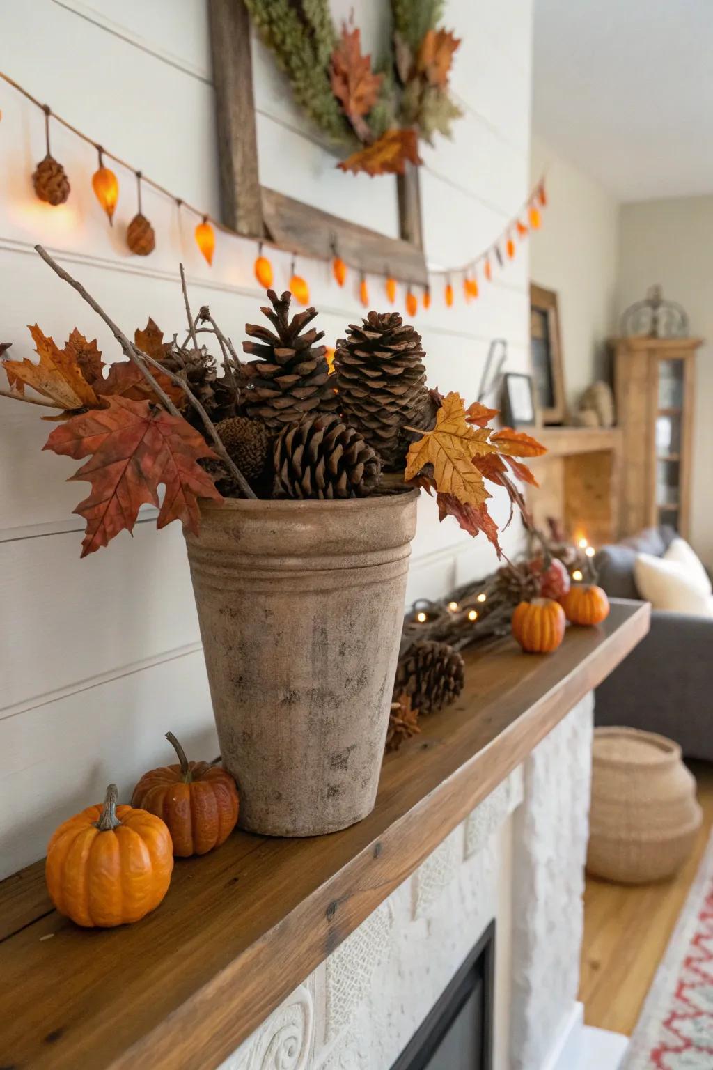 Infuse warmth into your dwelling with seasonal cone accents.