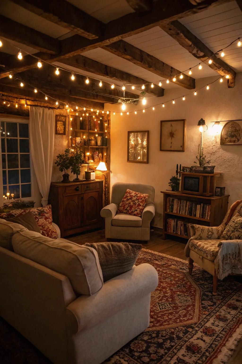 Inviting illumination fashions a welcoming throwback Christmas atmosphere.