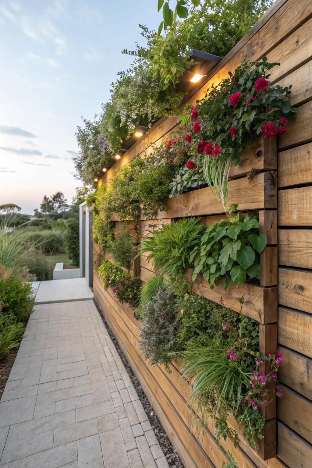 Combine wood and plants for a revitalizing look.