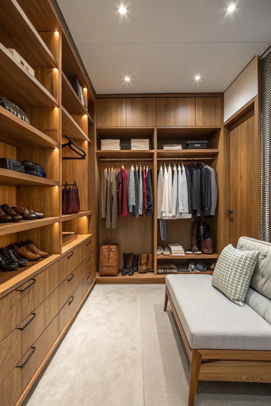 A walk-in closet becomes a personal sanctuary.