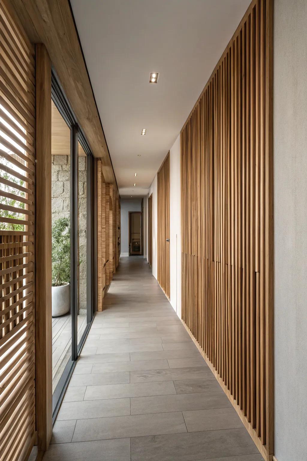 Add depth through textured and assorted timber slat designs.