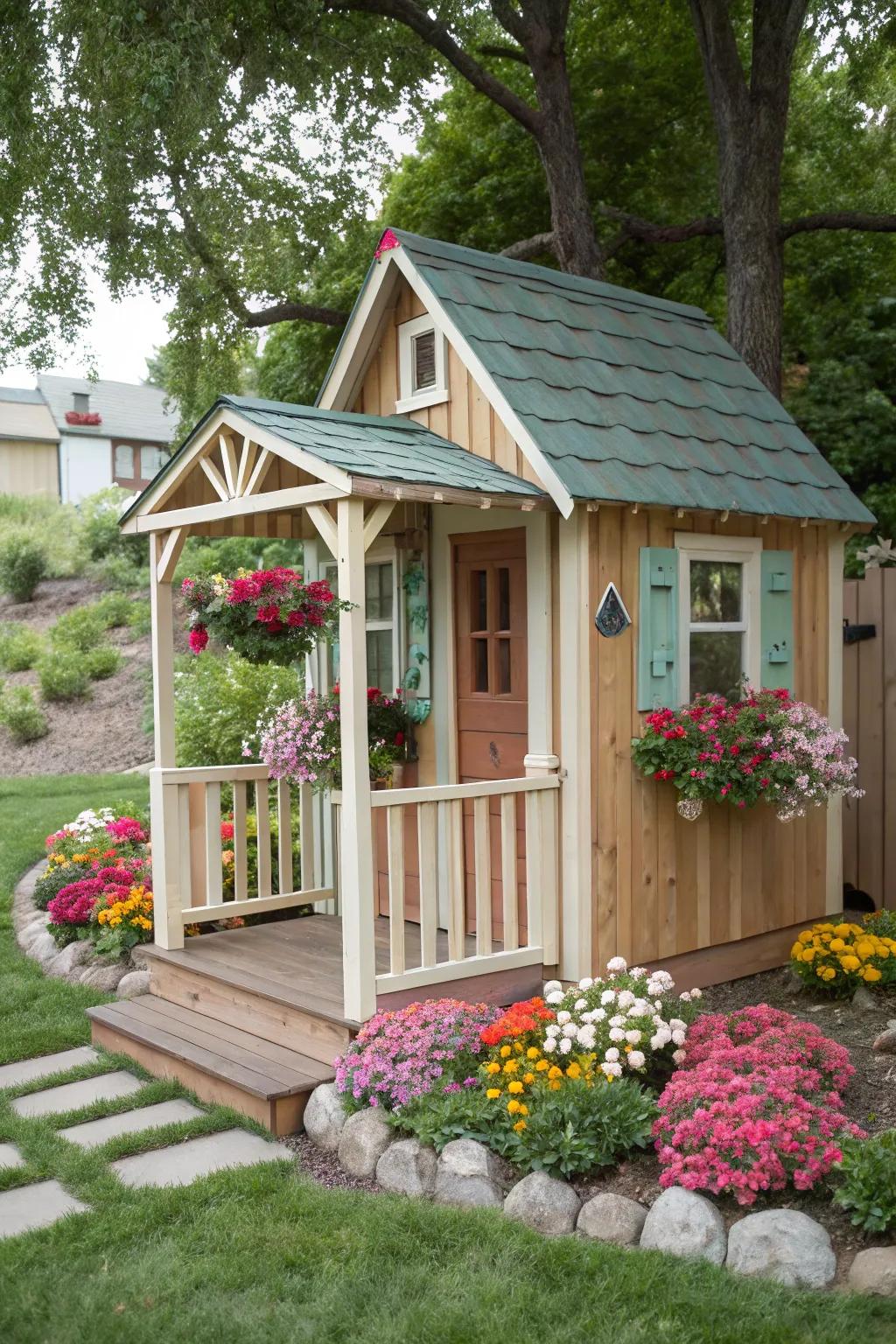 A miniature play cabin suited for kids