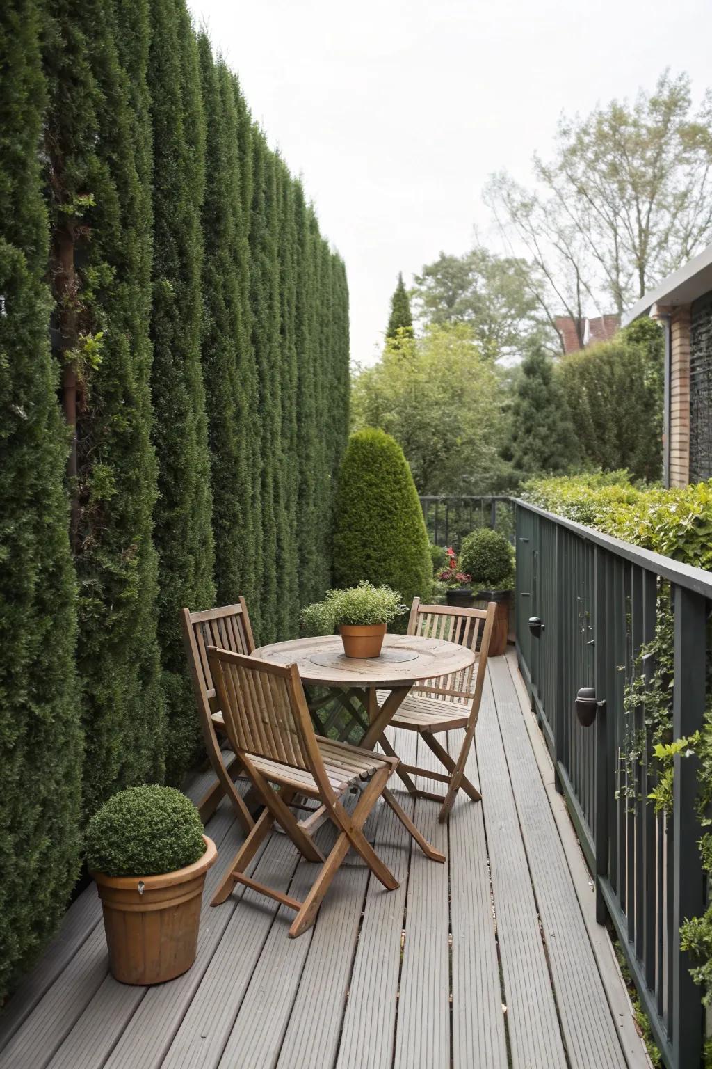 Privacy features transform your deck into a personal refuge.