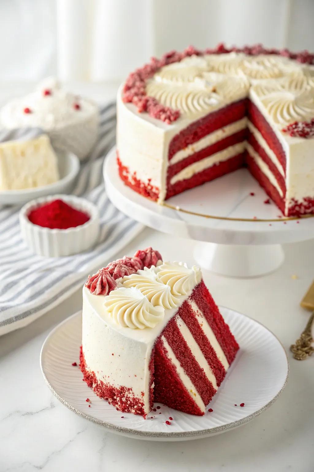 An all-star layered cake that reveals its colors with each slice.