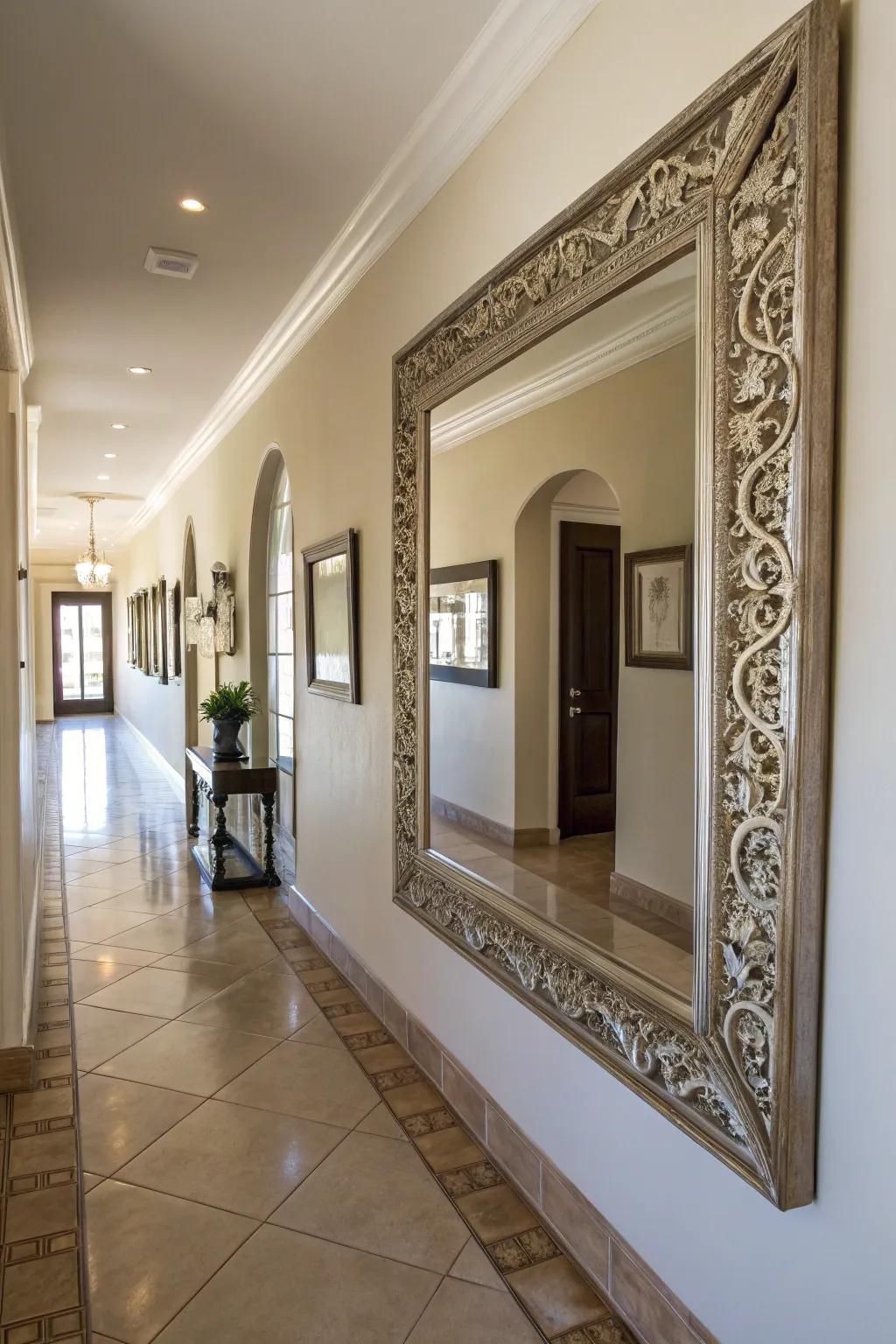 Enhance radiance and roominess with a sizable mirror.