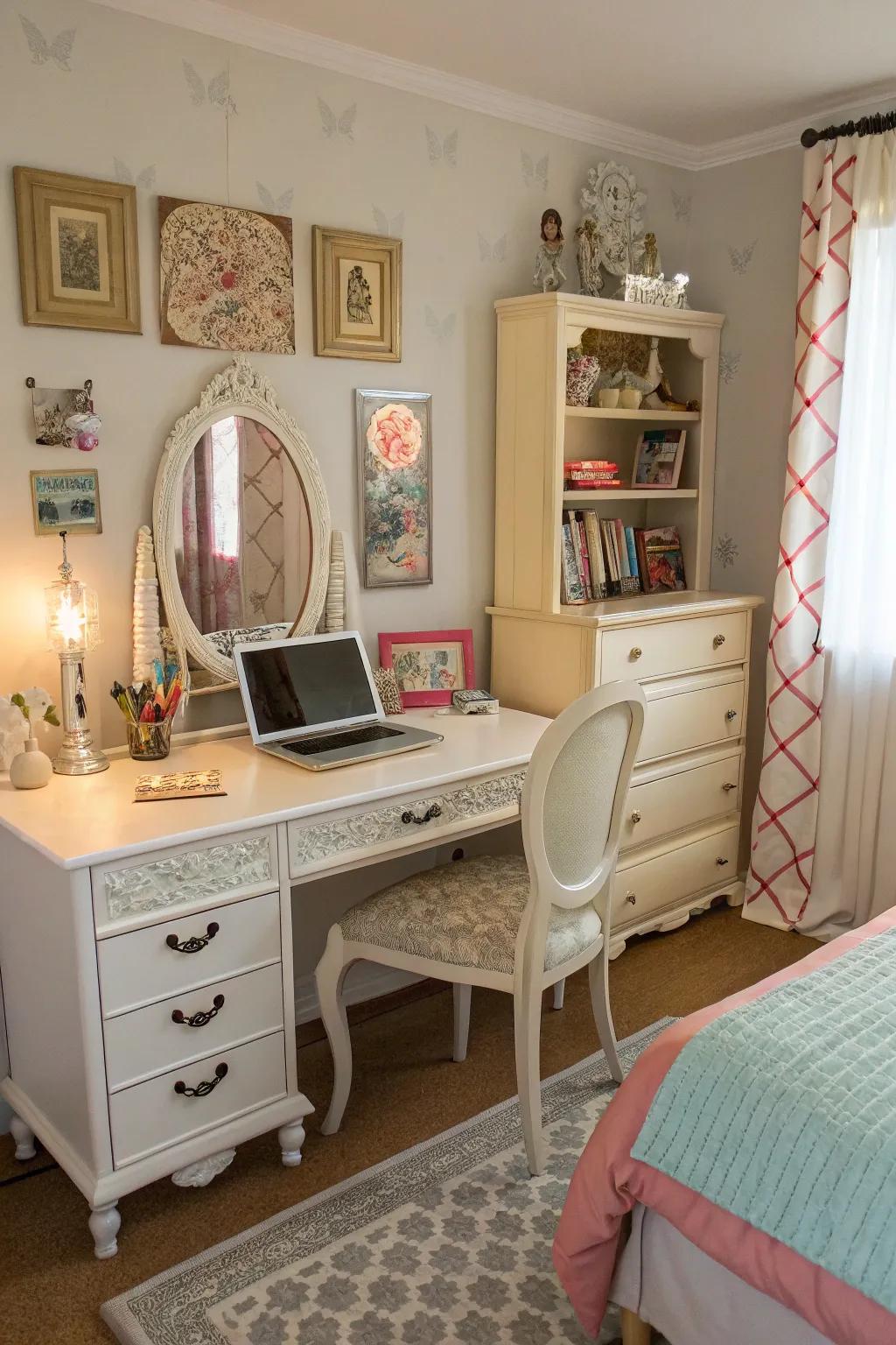 Eclectic furniture injects character and flair into the room.