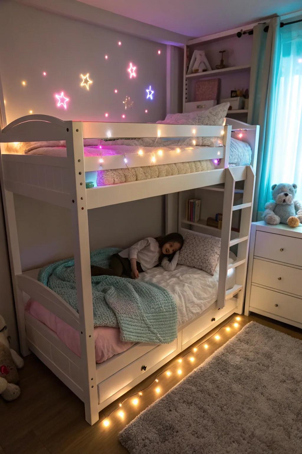 Night lights cast a calming, gentle glow.