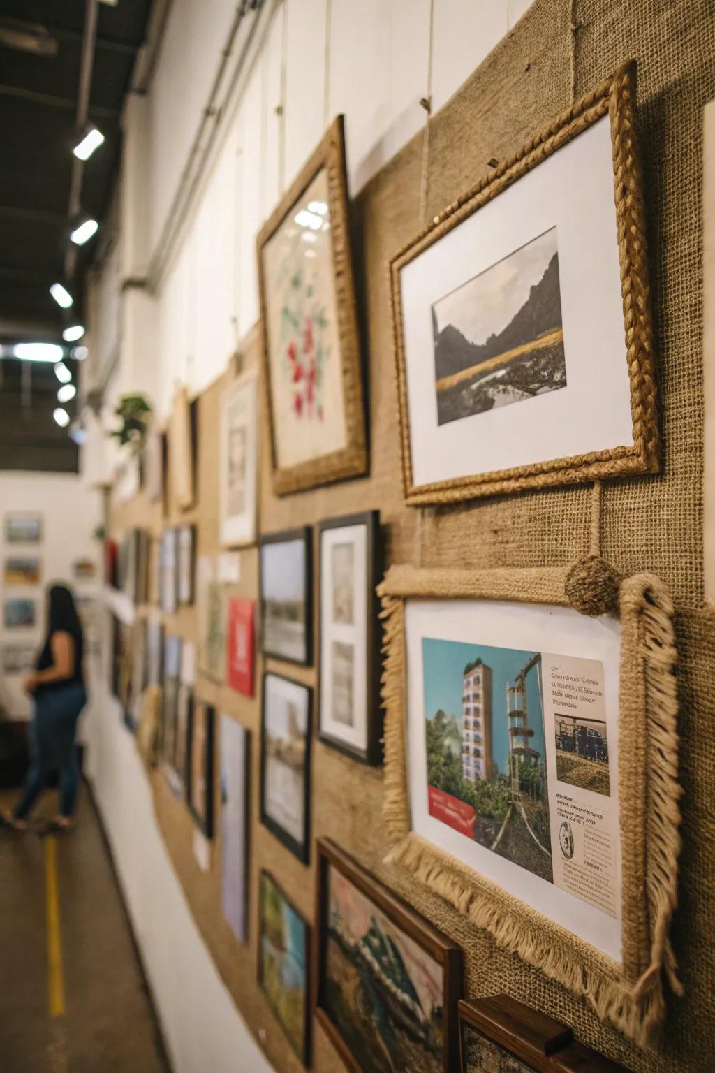 Burlap wall art adds texture and depth to your space.