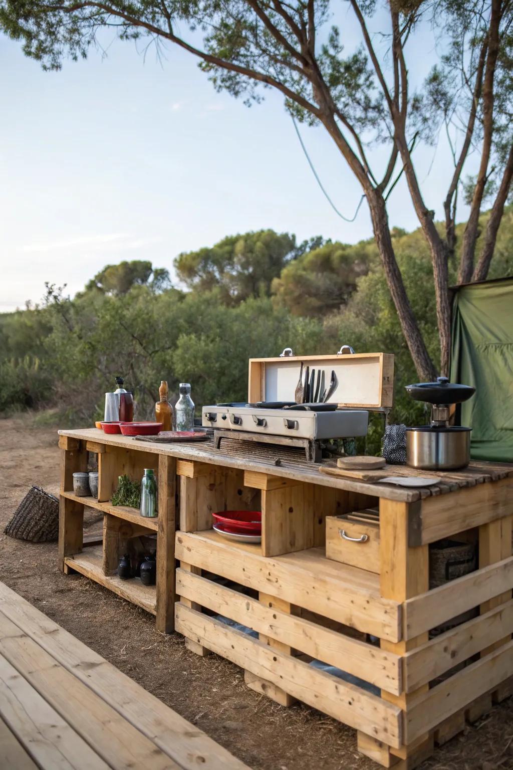 Design your cooking area with easy DIY solutions by using pallets.