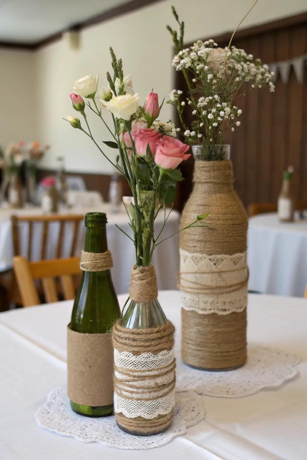 Personalized wrapped bottles for a personal touch.