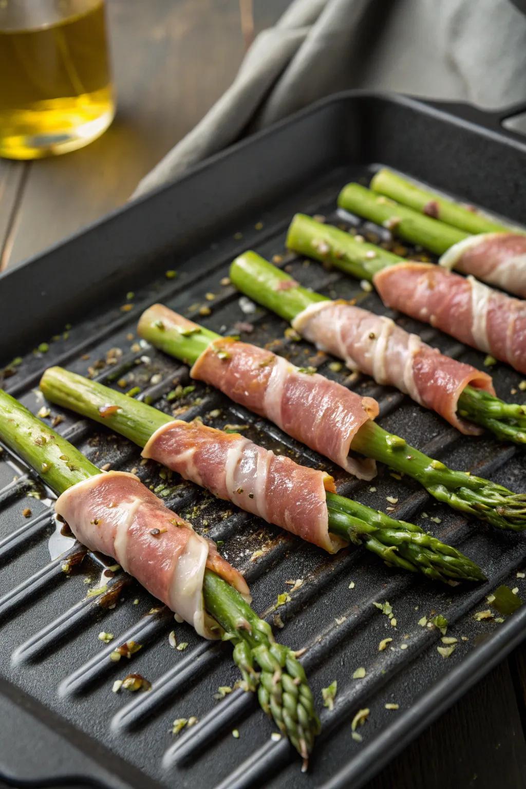 Wrapped vegetable spears deliver a savory and elegant flavor.