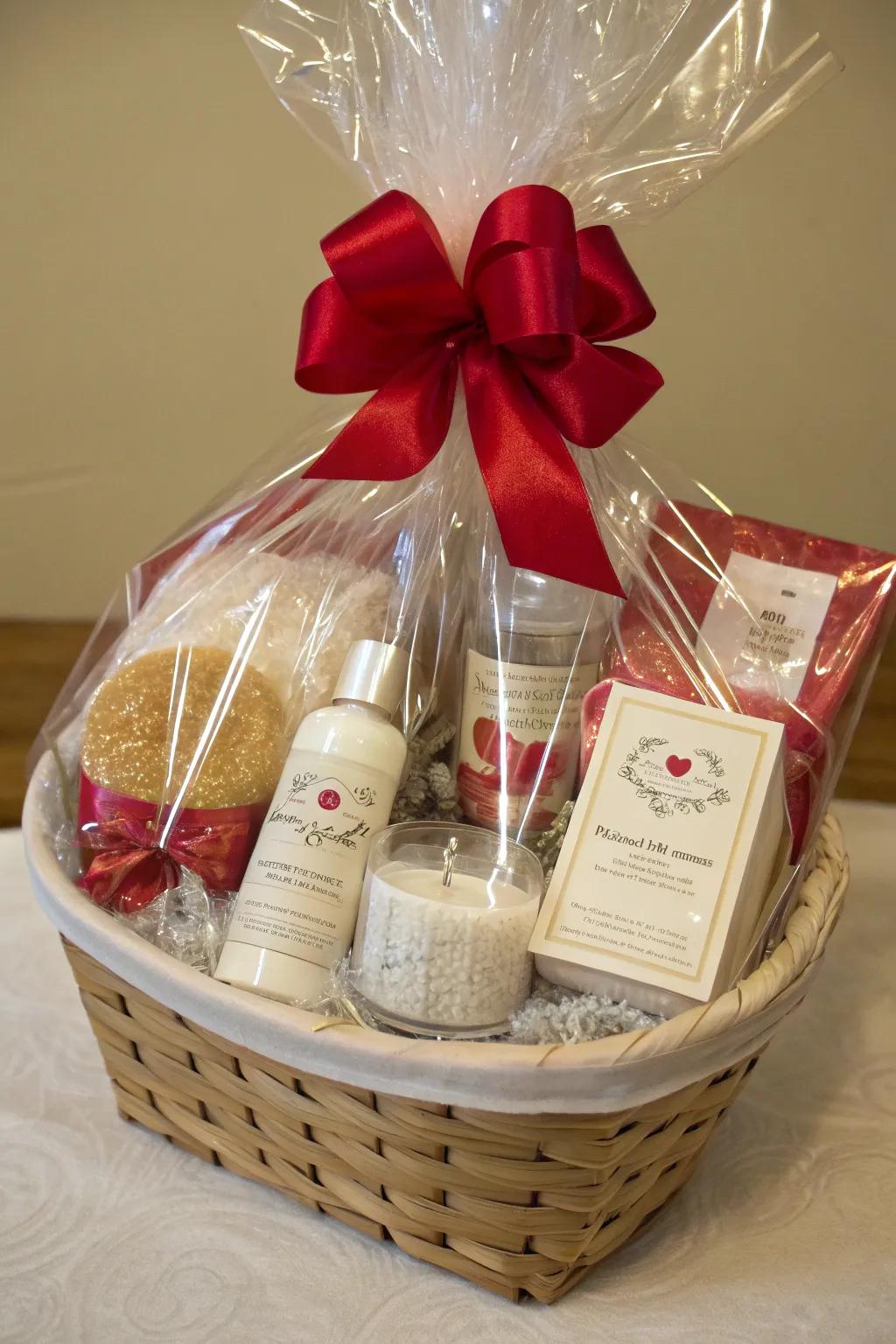 A luxurious spa-themed gift basket