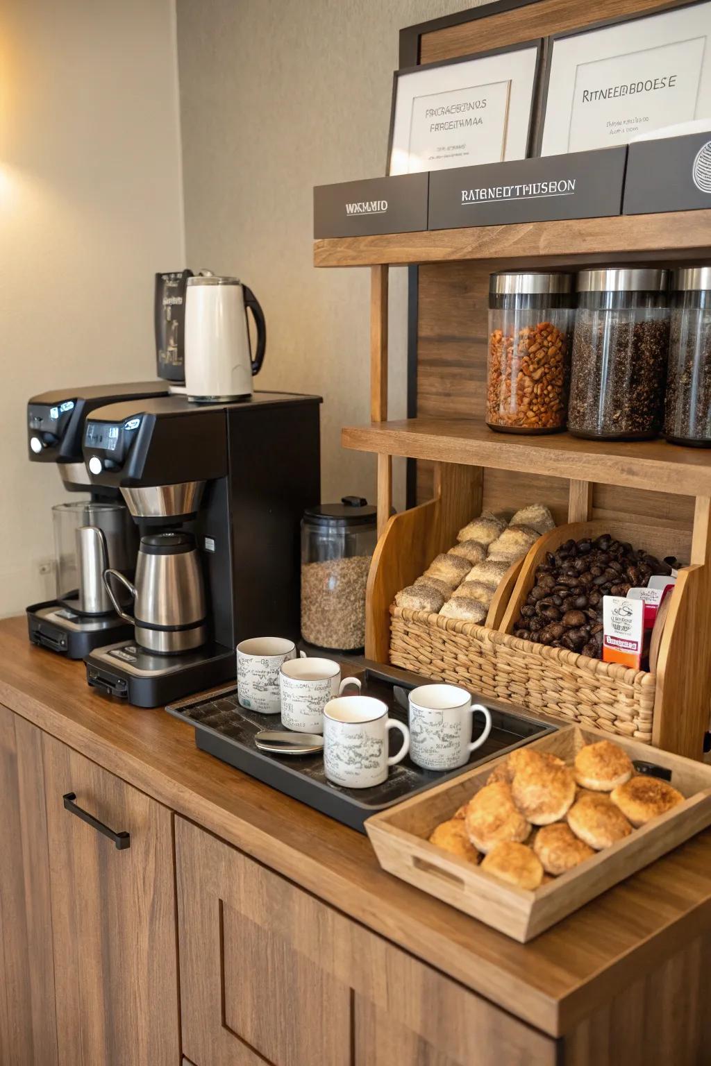 A cozy setup makes your coffee station inviting and practical.