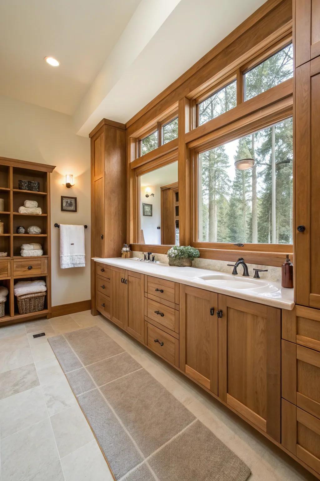A functional and minimal layout in a craftsman bathroom.