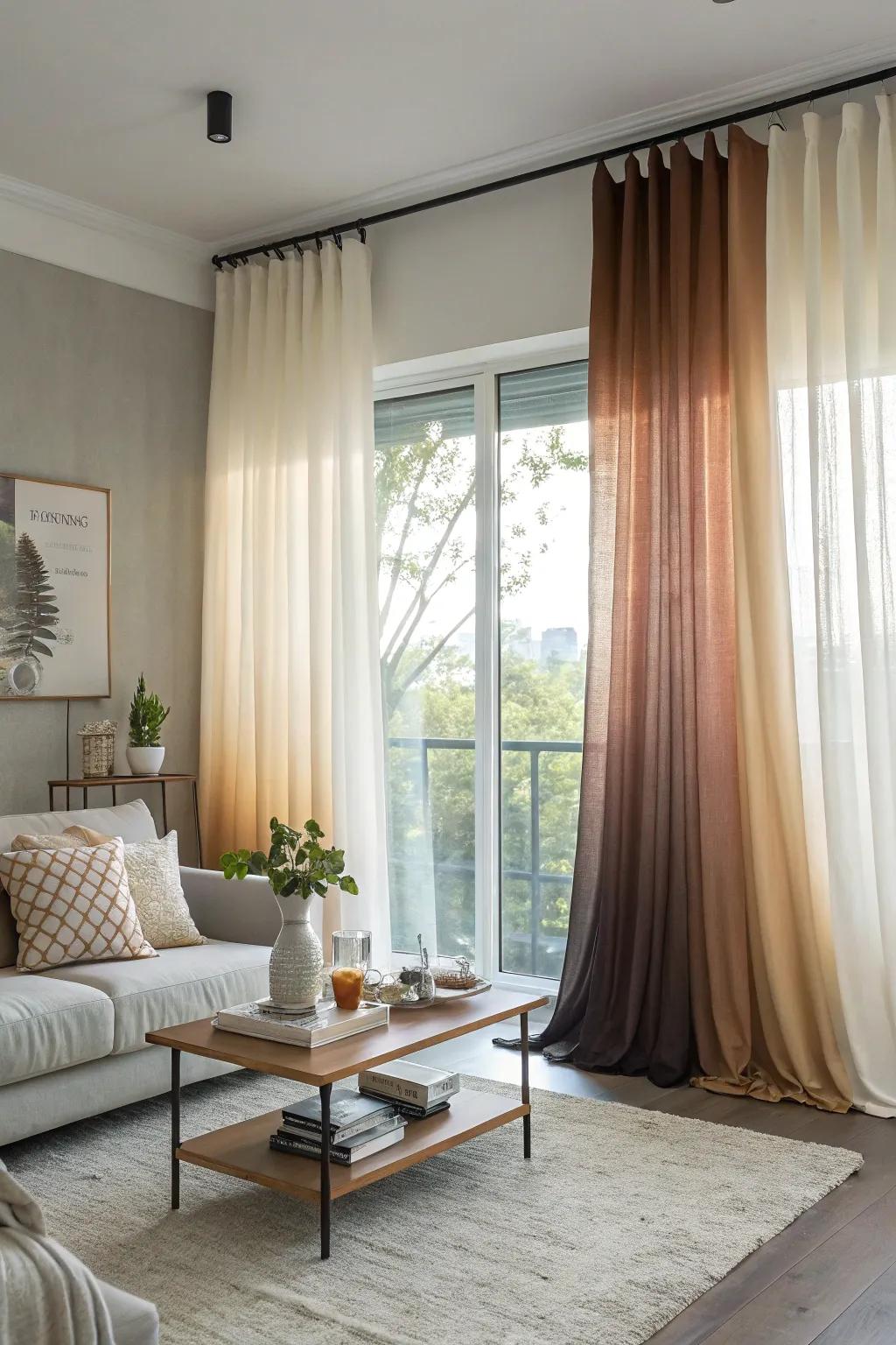 Gradient window coverings offer a trendy and sophisticated look.