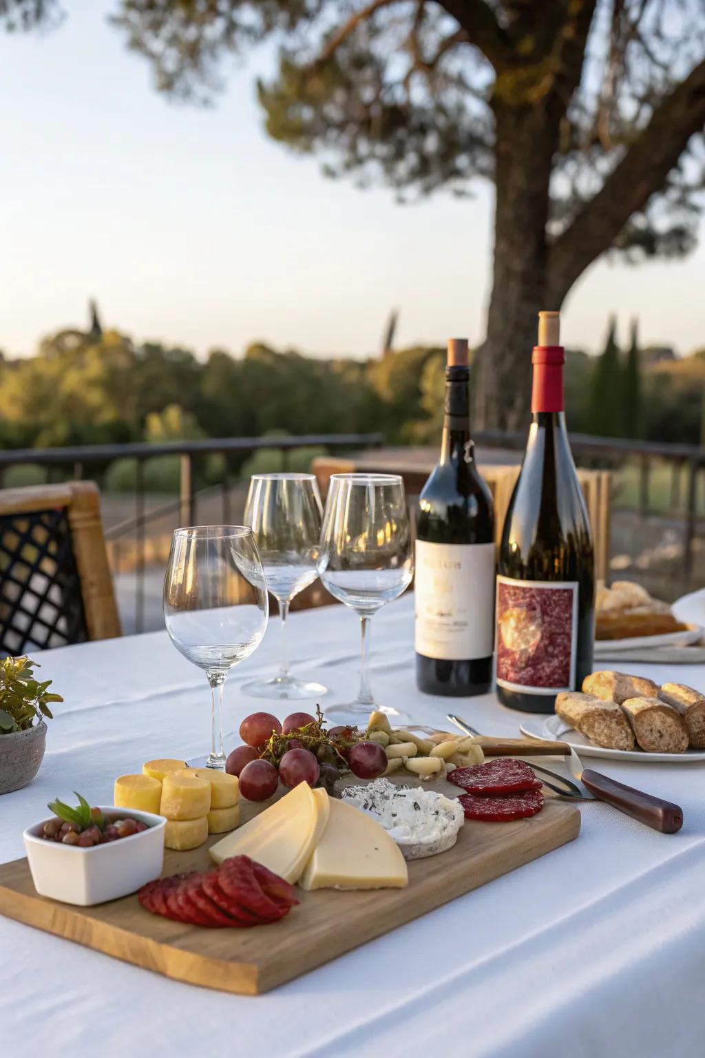 Wine tasting on the deck offers a touch of elegance.