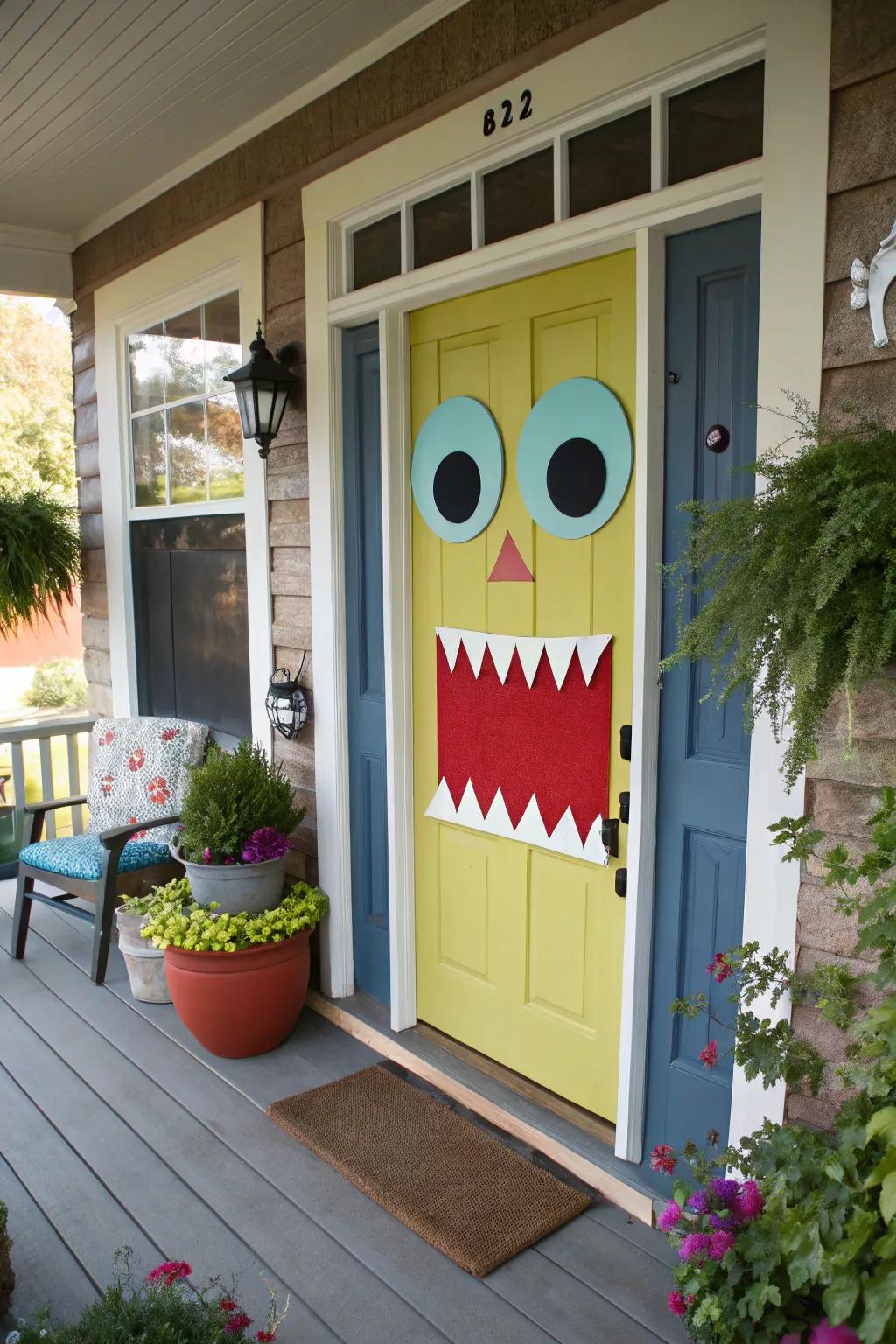 A playful monster's maw entrance for Halloween amusement.
