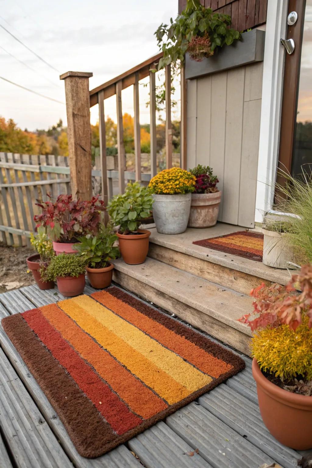 Vibrant doormat bringing autumnal colors to life.