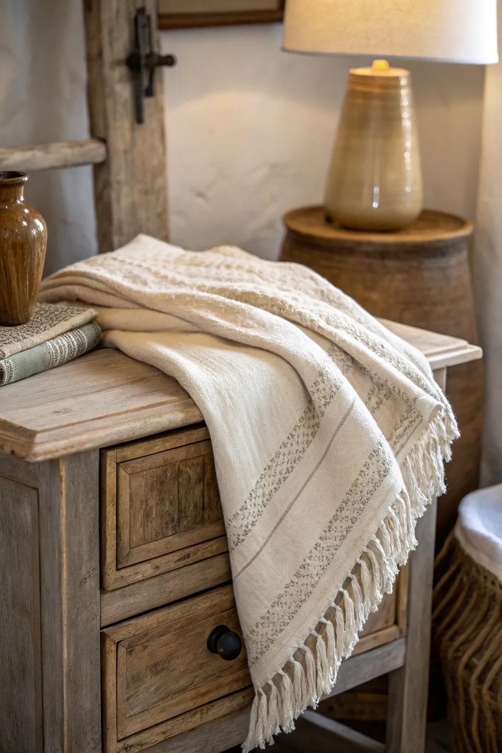 Textiles add warmth and texture to the decor.