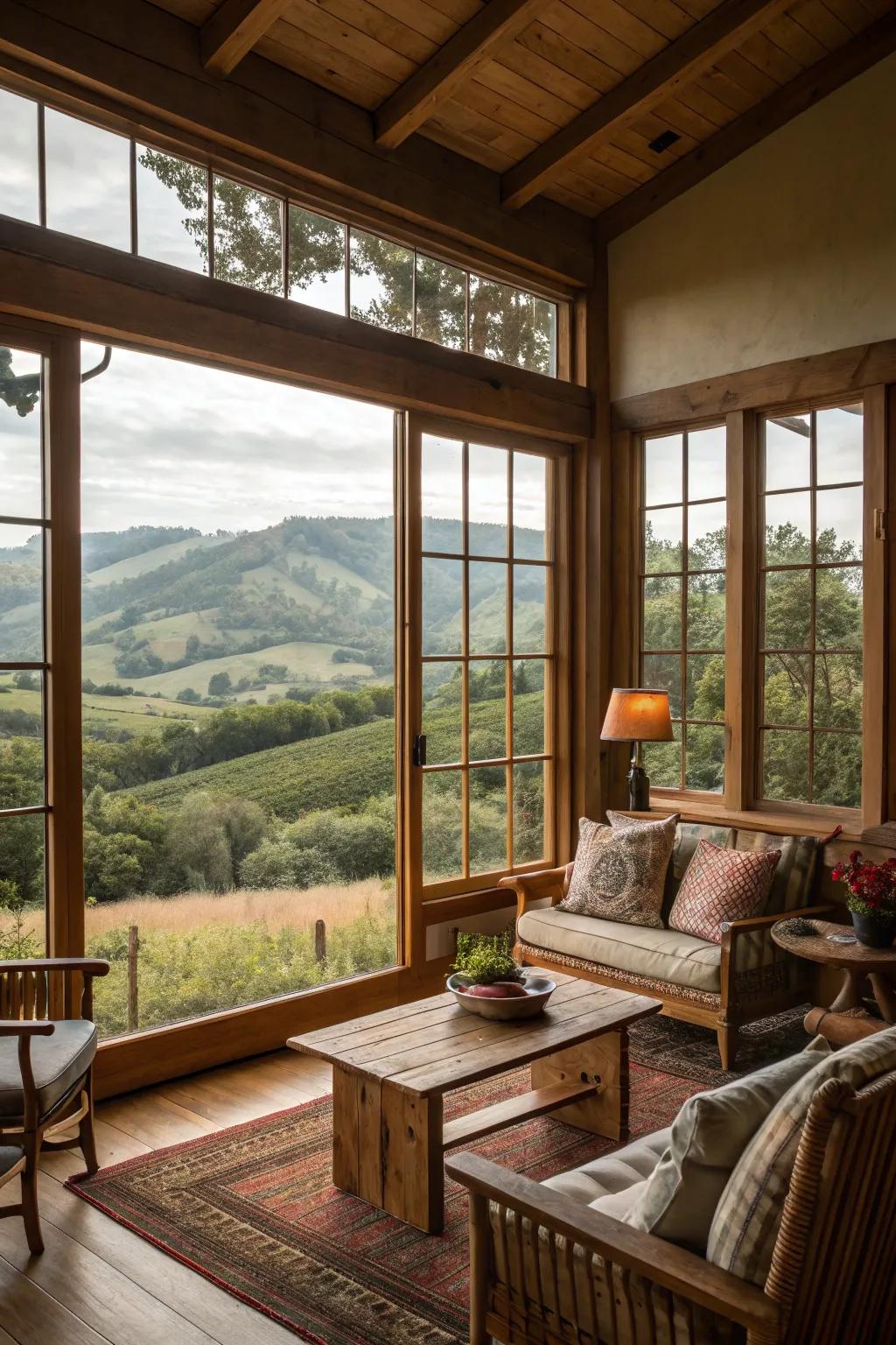 Windows that capture the beauty of the outdoors.