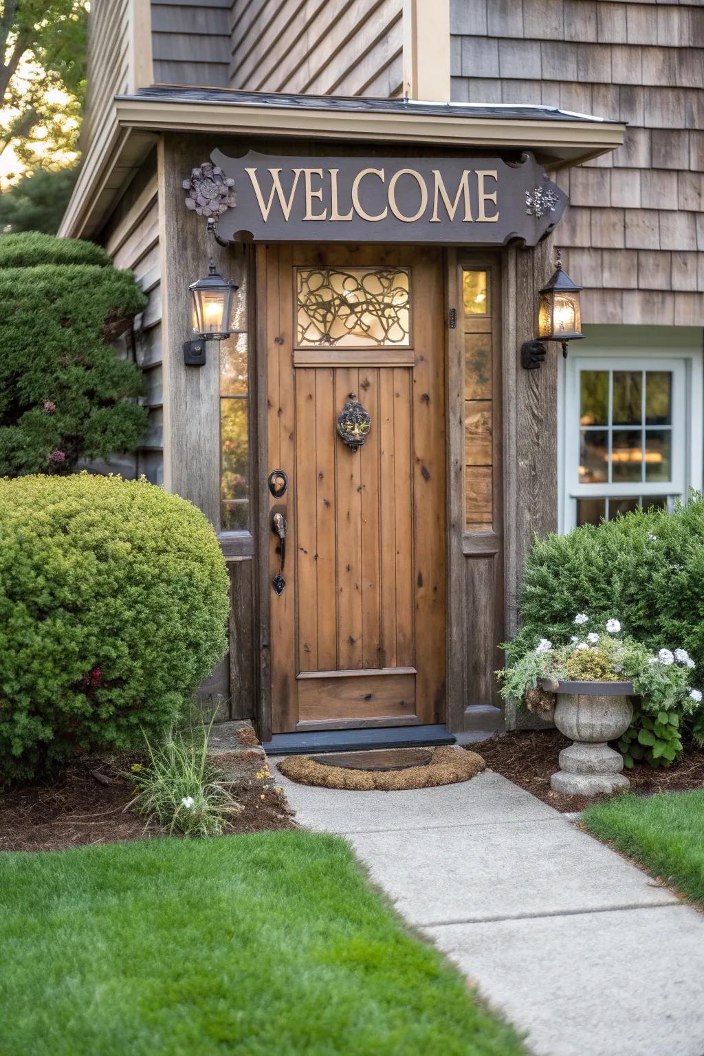 A tailored plaque imparts individuality to your entrance.