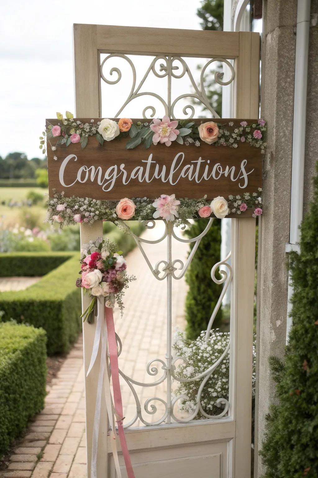 Ornamental signage offers a warm and unique greeting at your wedding entrance.