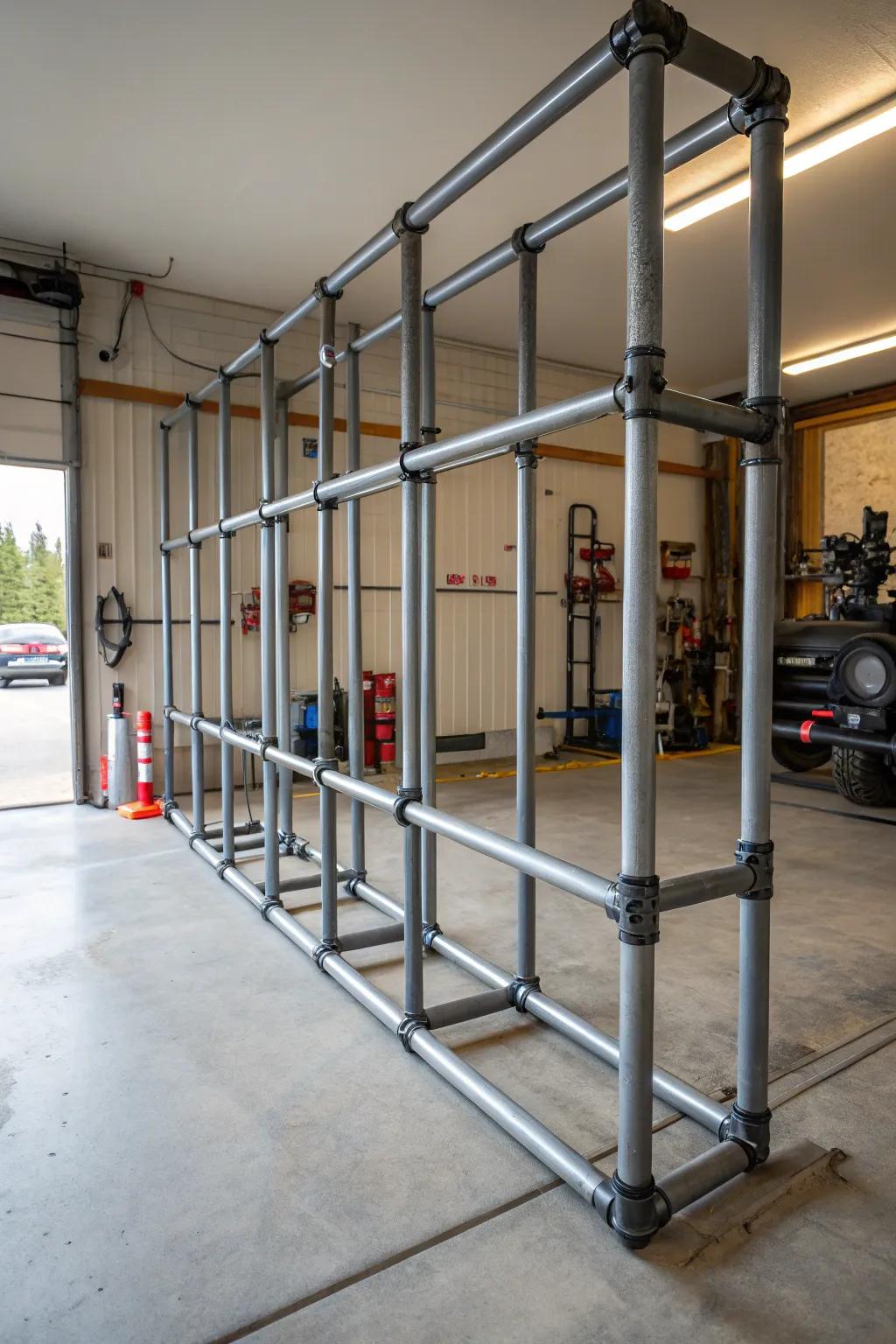 Industrial tubing dividers add a unique and robust aesthetic.