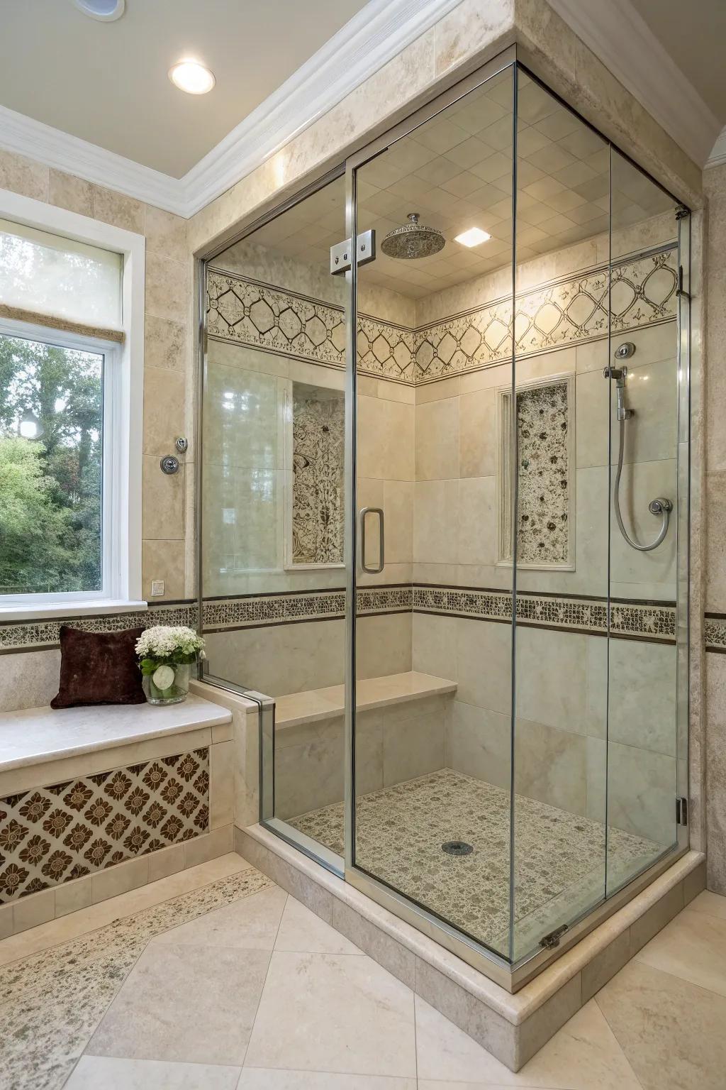 Built-in benches add comfort and functionality to any shower space.