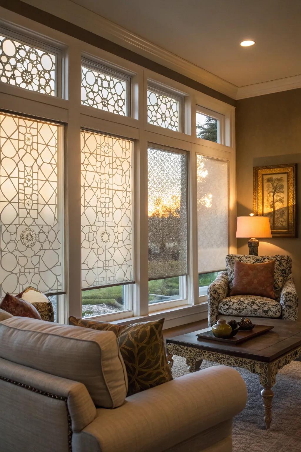 Privacy films enable light diffusion while adding an ornamental touch.
