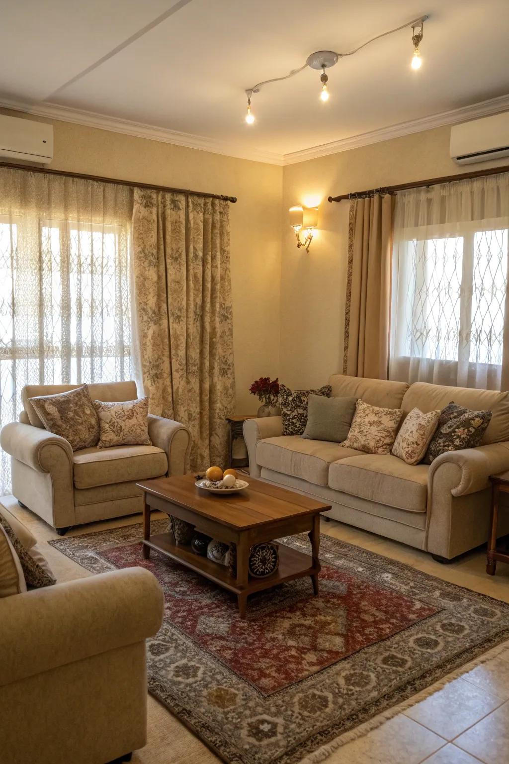 Functional drapery choices can optimize the utility of your lounge.