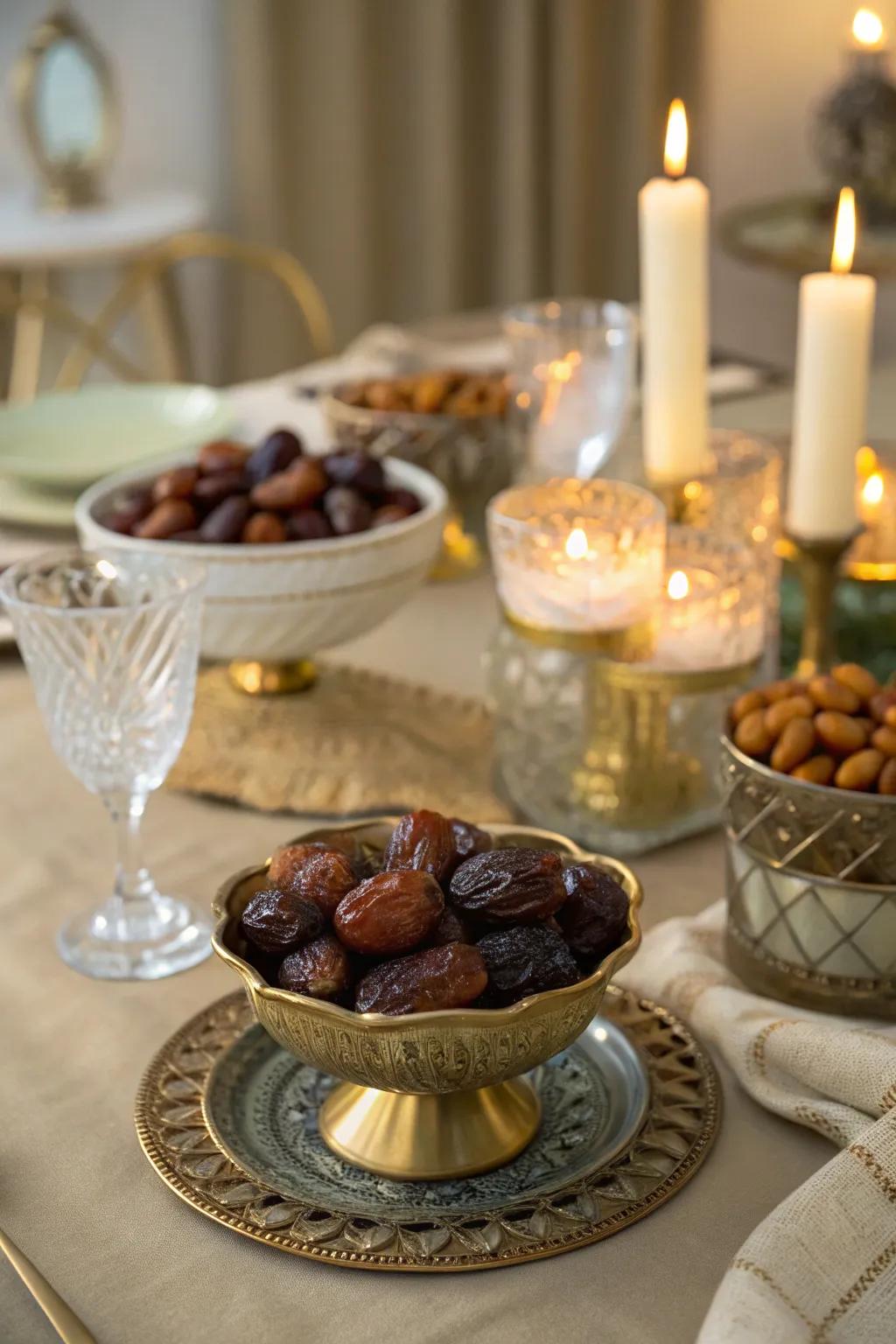 Exquisite date displays as a traditional treat