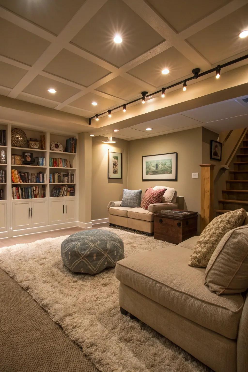 Welcoming cellar sanctuary featuring LED trough illumination
