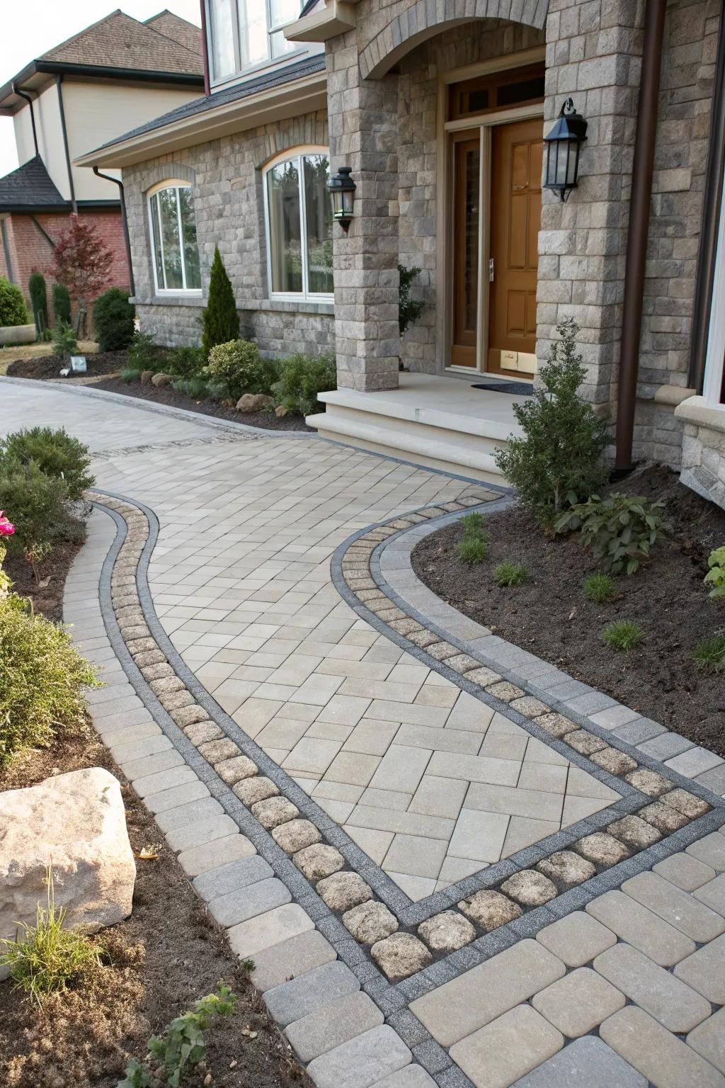 Decorative borders accentuate this elegant entrance.