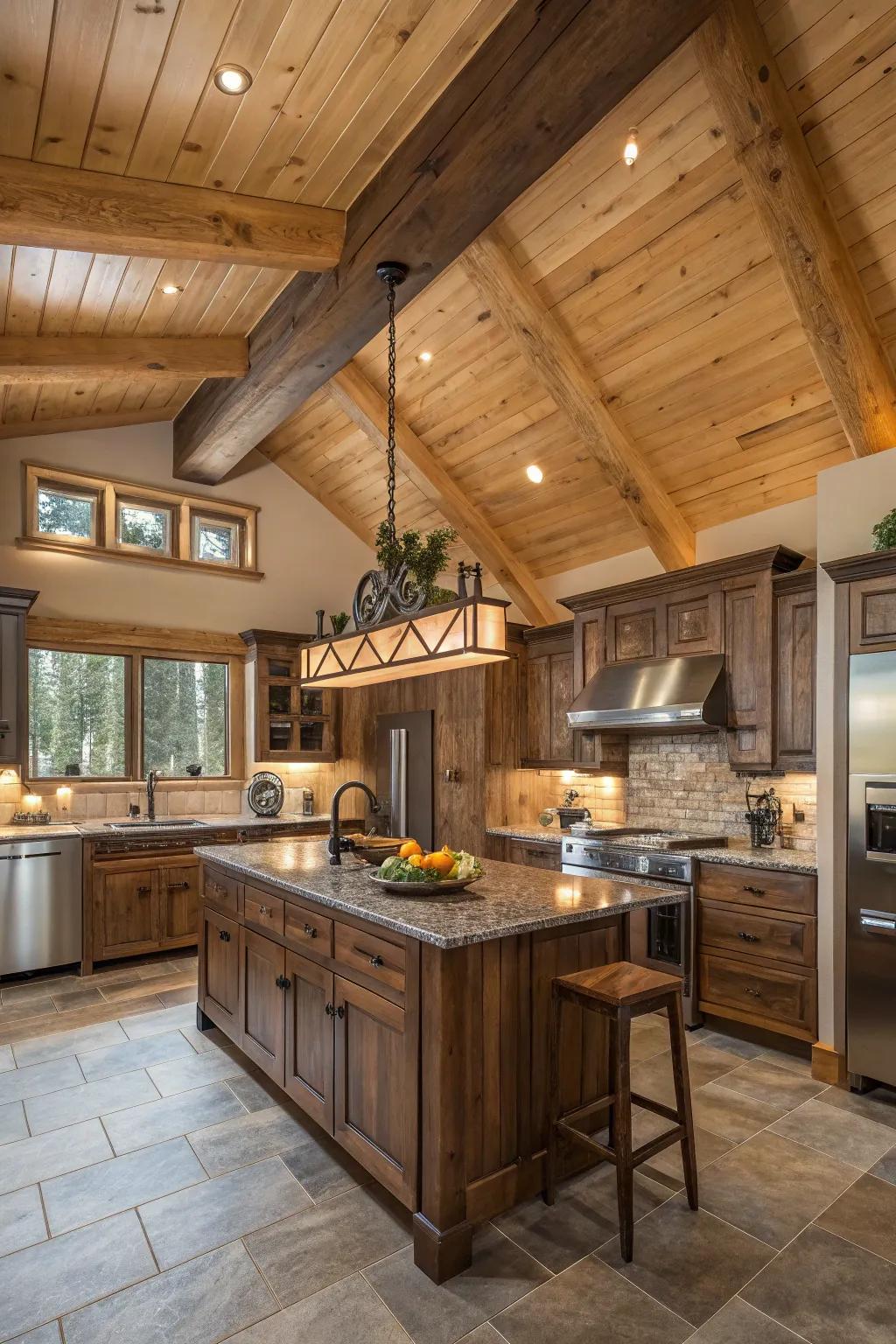 A countryside kitchen that wonderfully combines rough-sawn fir with contemporary aspects.