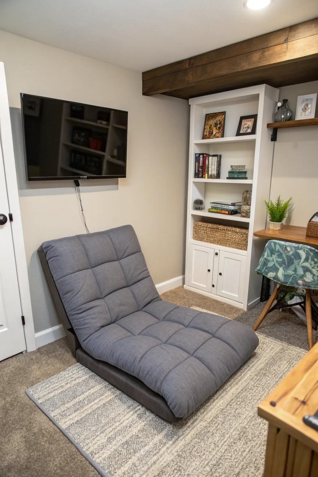 Save space with an adaptable lounging station.