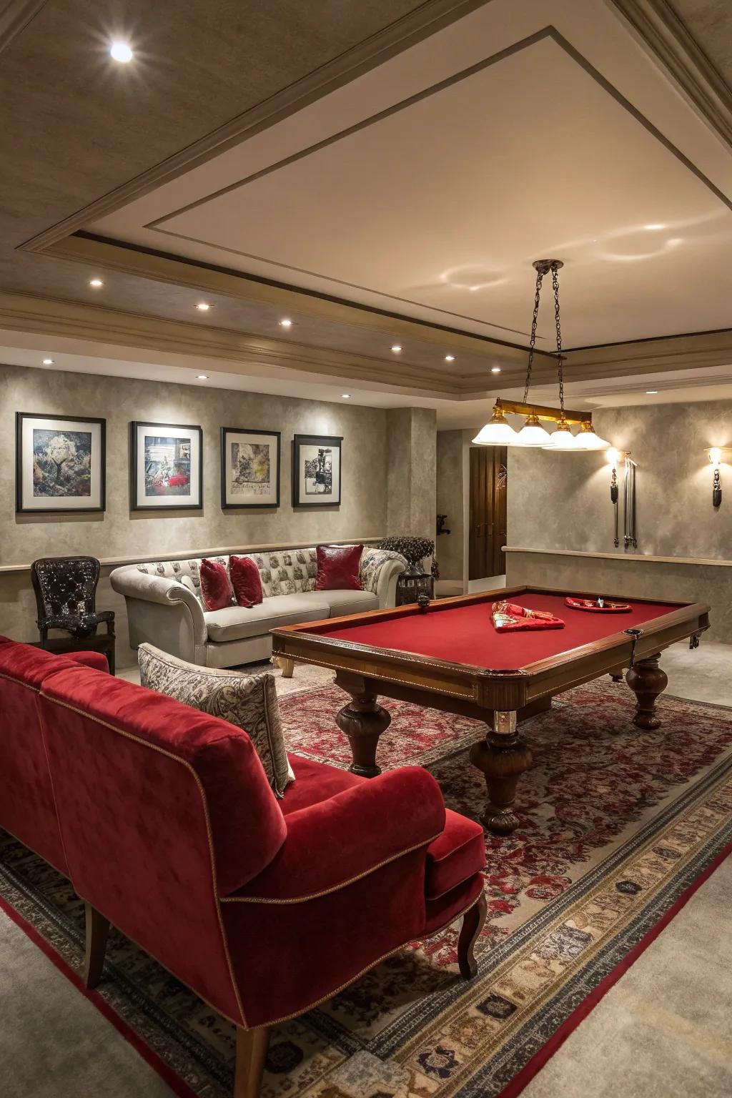 Make a statement with a pool table that doubles as a focal point.