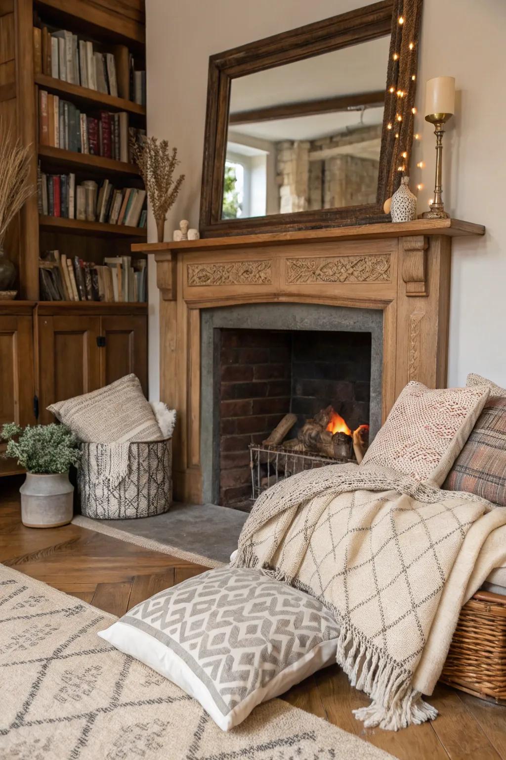 Textured elements add warmth and coziness to the space.